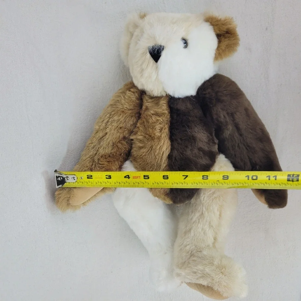 Vermont Teddy Bear Jointed Patchwork Plush Brown Tan Cream 2011